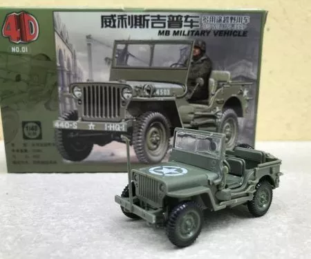 ​Mô hình quân sự xe Jeep Willy (Lắp ráp 4D)  tỷ lệ 1:48