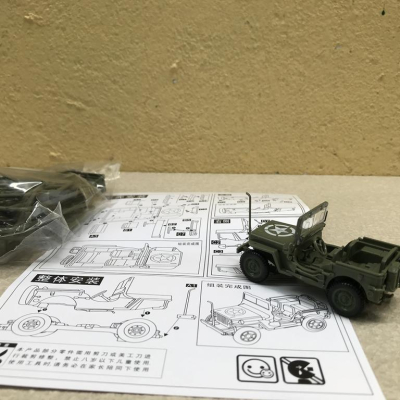 Mô hình quân sự xe Jeep Willy (Lắp ráp 4D)  tỷ lệ 1:48